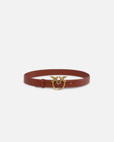 Cintura Love Birds in pelle 3cm - Marrone chiaro | Pinko
