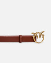 Cintura Love Birds in pelle 3cm - Marrone chiaro | Pinko