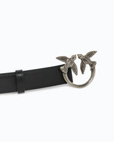 Cinturón Love Birds de piel 3cm - Negro | Pinko