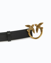 Cintura Love Birds in pelle 3cm - Nero | Pinko