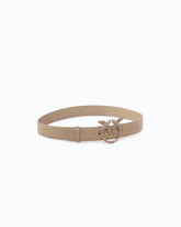 Ledergürtel mit matter Love Birds-Schnalle - Beige | Pinko