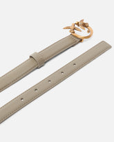 Love Birds thin leather belt 2cm - Beige | Pinko