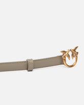 Love Birds thin leather belt 2cm - Beige | Pinko