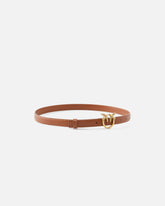 Cintura sottile Love Birds in pelle 2cm - Marrone chiaro | Pinko