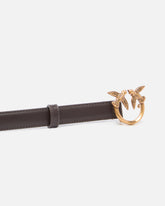 Love Birds thin leather belt 2cm - Brown | Pinko