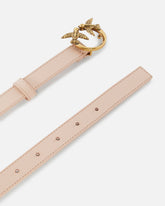 Fine ceinture Love Birds en cuir 2cm - Rose | Pinko