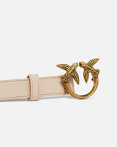 Fine ceinture Love Birds en cuir 2cm - Rose | Pinko