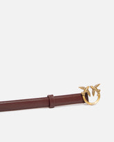 Cienki skórzany pasek Love Birds 2cm - Burgund | Pinko