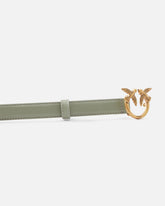 Cinturón fino Love Birds de piel 2cm - Verde | Pinko