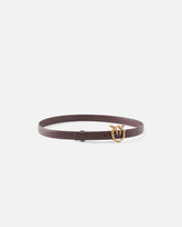 Cinturón fino Love Birds de piel 2cm - Marrón | Pinko