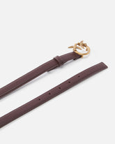 Cinturón fino Love Birds de piel 2cm - Marrón | Pinko