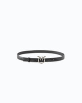 Cintura sottile Love Birds in pelle 2cm - Nero | Pinko