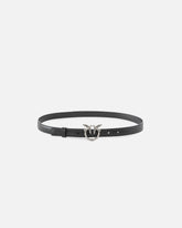 Love Birds thin leather belt 2cm - Black | Pinko