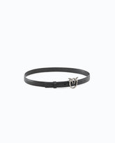 Cintura sottile Love Birds in pelle 2cm - Nero | Pinko
