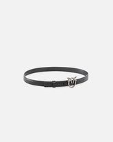 Love Birds thin leather belt 2cm - Black | Pinko
