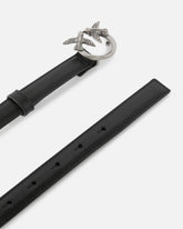 Love Birds thin leather belt 2cm - Black | Pinko