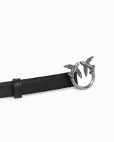 Cintura sottile Love Birds in pelle 2cm - Nero | Pinko