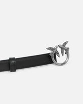 Love Birds thin leather belt 2cm - Black | Pinko