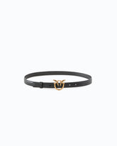 Love Birds thin leather belt 2cm - Black | Pinko