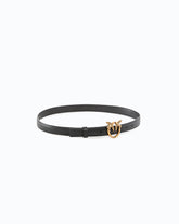 Love Birds thin leather belt 2cm - Black | Pinko