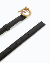 Love Birds thin leather belt 2cm - Black | Pinko