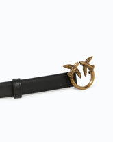 Love Birds thin leather belt 2cm - Black | Pinko