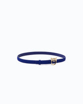 Suede belt with Love Birds buckle, 2 cm - Dark Blue | Pinko