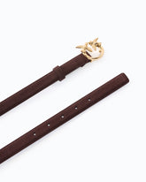 Suede belt with Love Birds buckle, 2 cm - Dark Red | Pinko