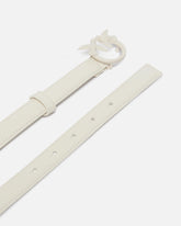 Λεπτή δερμάτινη ζώνη Love Birds color block 2cm - | Pinko