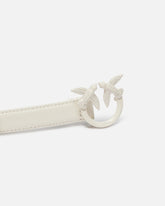 Λεπτή δερμάτινη ζώνη Love Birds color block 2cm - | Pinko
