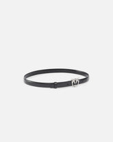 Glossy leather belt with Love Birds buckle and micro studs, 2 cm - | Pinko