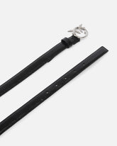 Cintura in pelle lucida con fibbia Love Birds e microborchie 2 cm - | Pinko