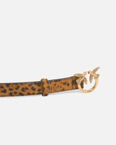 Leopard-print belt with Love Birds buckle, 2 cm - | Pinko