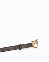 Python-print belt with Love Birds buckle, 2 cm - Multicolor Brown-Black | Pinko