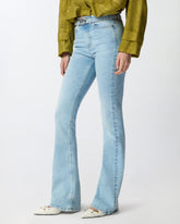 Light jeans with belt and Love Birds buckle - | Pinko