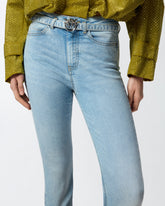 Light jeans with belt and Love Birds buckle - | Pinko