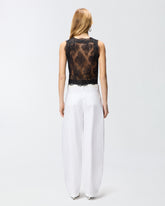 Gilet in pizzo valencienne floreale - | Pinko