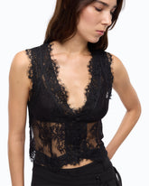 Gilet in pizzo valencienne floreale - | Pinko