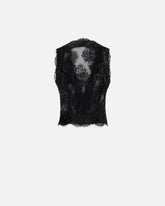 Gilet in pizzo valencienne floreale - | Pinko