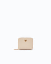 Quadratische Geldbörse aus Leder mit Rundumreißverschluss - Beige | Pinko