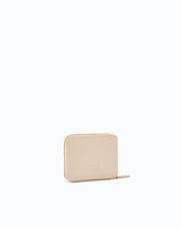 Quadratische Geldbörse aus Leder mit Rundumreißverschluss - Beige | Pinko