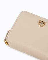 Quadratische Geldbörse aus Leder mit Rundumreißverschluss - Beige | Pinko
