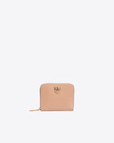 Quadratische Geldbörse aus Leder mit Rundumreißverschluss - Beige | Pinko