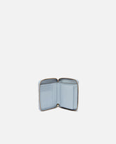 Portafoglio quadrato zip-around in pelle - Azzurro | Pinko