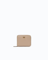 Square leather zip-around purse - Beige | Pinko