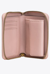 Portafoglio quadrato zip-around in pelle - Rosa | Pinko
