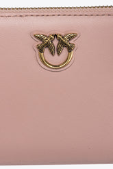 Portafoglio quadrato zip-around in pelle - Rosa | Pinko
