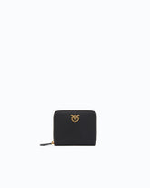 Portafoglio quadrato zip-around in pelle - Nero | Pinko