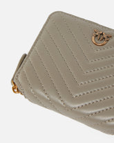 Square quilted nappa leather zip-around purse - Beige | Pinko