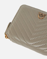 Square quilted nappa leather zip-around purse - Beige | Pinko